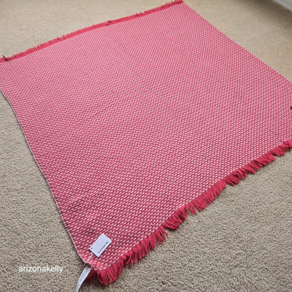 NWT Coach Wool Pink Tweed Woven Square Scarf - Picture 7 of 14